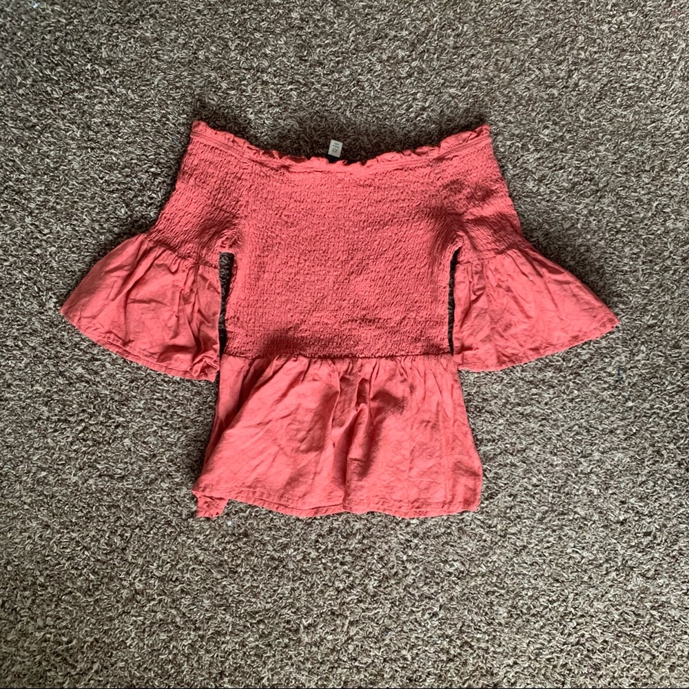 Off the Shoulder Smock Fit and Flare Top
